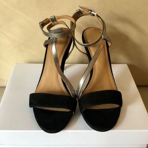 Calvin Klein Nyssa Black Silver Strappy Heel  9.5